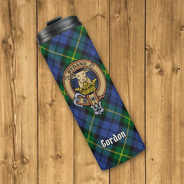 Garrafa Térmica Clan Gordon Crest sobre Tartan (Criador carregado)