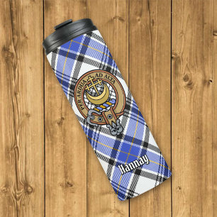 Garrafa Térmica Clan Hannay Crest sobre Tartan