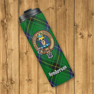 Garrafa Térmica Clan Henderson Crest sobre Tartan