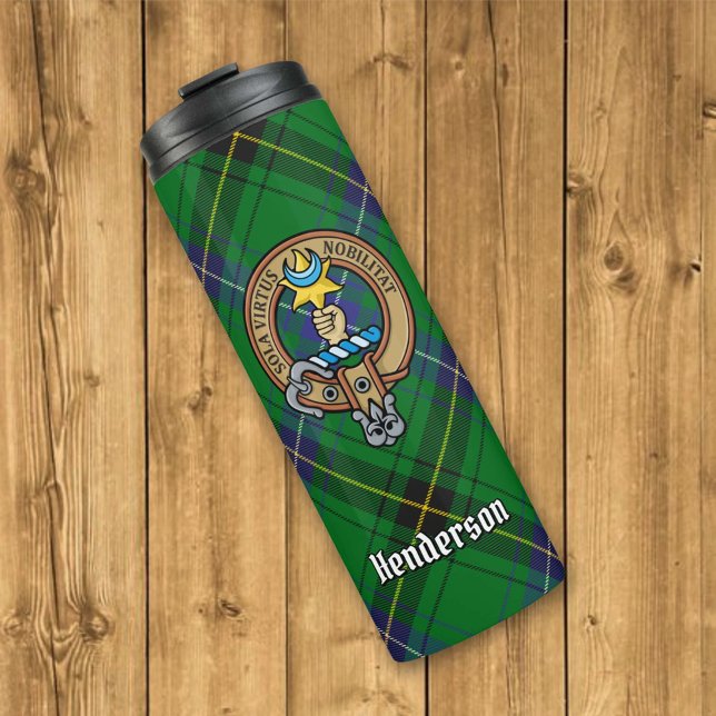 Garrafa Térmica Clan Henderson Crest sobre Tartan (Criador carregado)