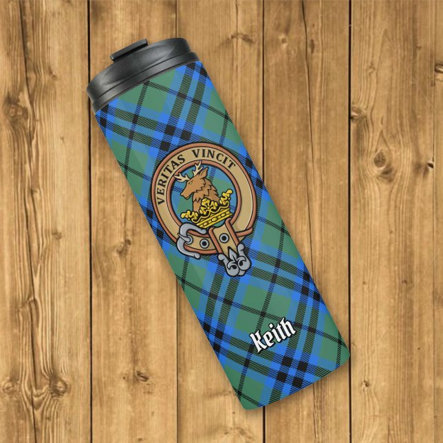 Garrafa Térmica Clan Keith Crest sobre Tartan (Criador carregado)