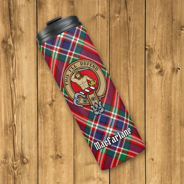 Garrafa Térmica Clan MacFarlane Crest sobre Tartan (Criador carregado)
