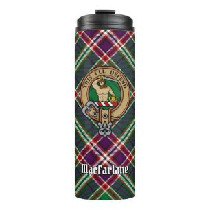 Garrafa Térmica Clan MacFarlane Crest sobre Tartan de caça moderna