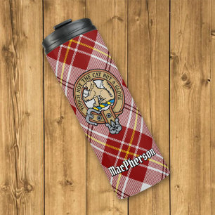 Garrafa Térmica Clan MacPherson Crest sobre Red Dress Tartan