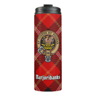 Garrafa Térmica Clan Marjoribanks Crest sobre Tartan