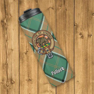 Garrafa Térmica Clan Pollock Crest sobre Tartan