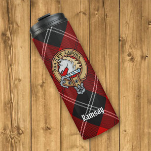 Garrafa Térmica Clan Ramsay Crest sobre o Red Tartan
