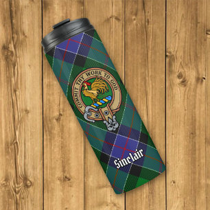 Garrafa Térmica Clan Sinclair Crest sobre a Caça ao Tartan
