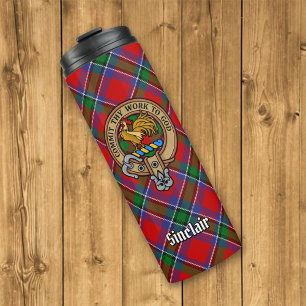 Garrafa Térmica Clan Sinclair Crest sobre o Red Tartan