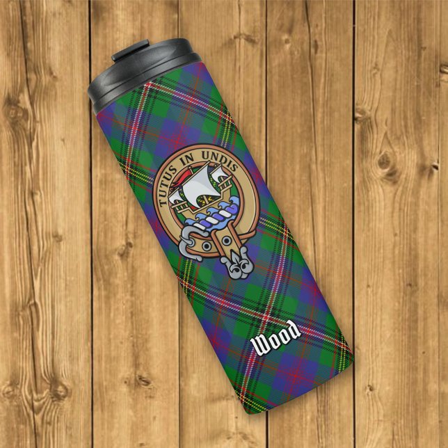 Garrafa Térmica Clan Wood Crest sobre Tartan (Criador carregado)