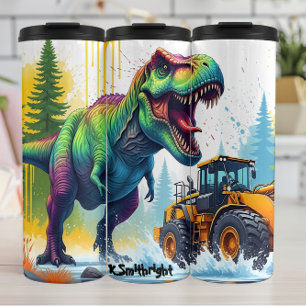Garrafa Térmica Clash do Carregador Amarelo do Dinossauro Arco-íri