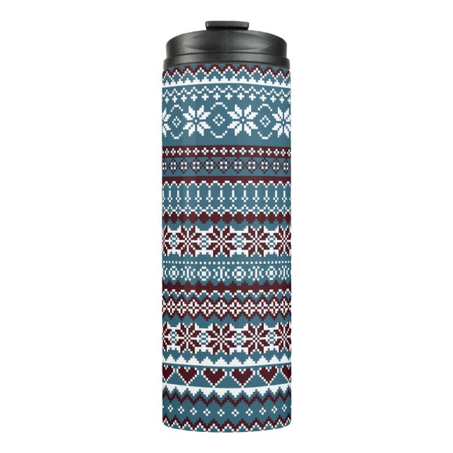 Garrafa Térmica Classic Scandinavian Christmas Sweater Pattern (Frente)