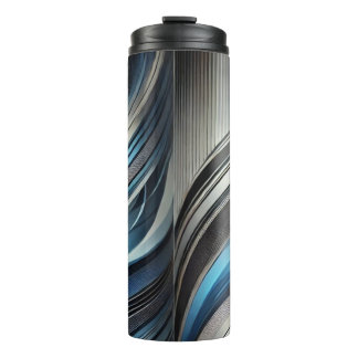Garrafa Térmica Cobrir de Tumbler Térmico Azul-Abstrato e Prata el