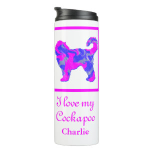 Garrafa Térmica Cockapoo Cachorro Rosa e Azul