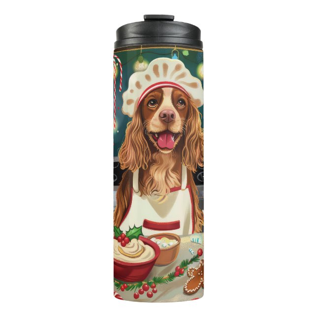 Garrafa Térmica Cocker Spaniel Confeitaria de Férias: Natal Festiv (Frente)