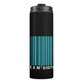 Garrafa Térmica Código de barras digital de equipe para nerd