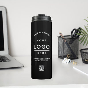 Garrafa Térmica Código QR do Logotipo do Nome da Empresa Preto Per