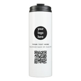 Garrafa Térmica Código QR Logotipo comercial Branco moderno minima