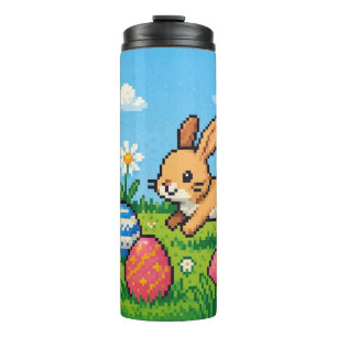 Garrafa Térmica coelho/coelhinho de Páscoa fofo de 8 bits
