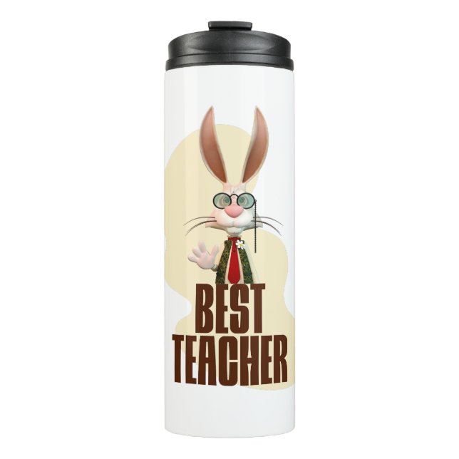 Garrafa Térmica Coelho Engraçado Melhor Professor (Frente)