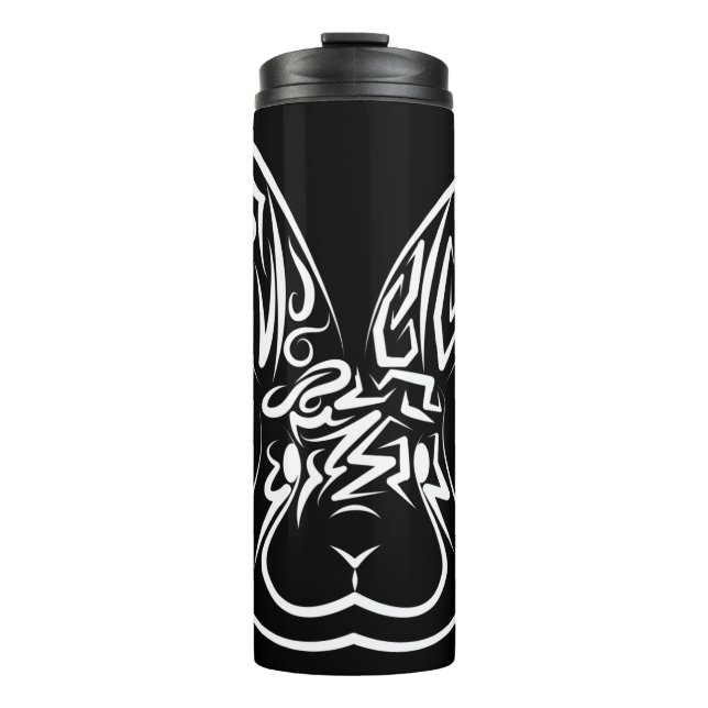 Garrafa Térmica Coelho Tribal Negro e Branco (Frente)