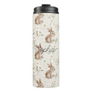 Garrafa Térmica Coelhos Bunny Flores Daisy
