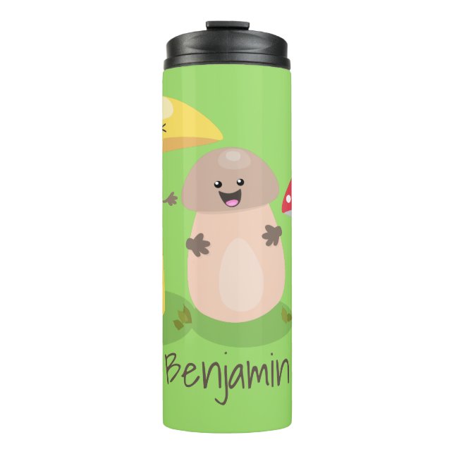 Garrafa Térmica Cogumelo fúngico kawaii fofo (Frente)