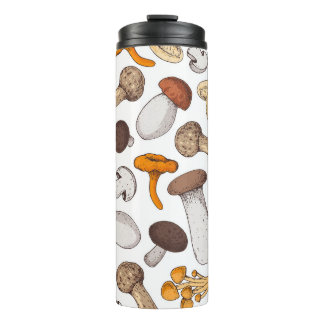 Garrafa Térmica Cogumelos desenhados à mão: fundo de comida.