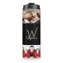 Garrafa Térmica Colagem de Fotografias com 10 Monogramas Preto