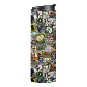 Garrafa Térmica Colagem de Fotografias com Vida na fazenda,