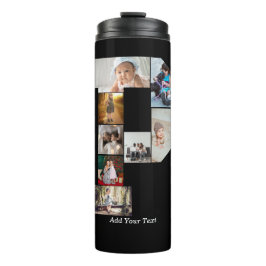 Garrafa Térmica Colagem de Fotos com Letra P em Preto e Branco