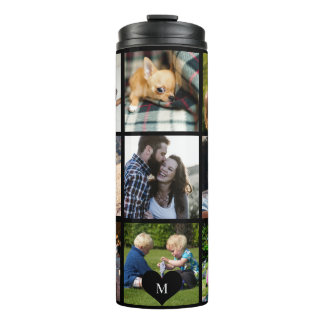 Garrafa Térmica Colagem de fotos monograma personalizado moderno p