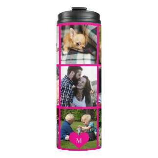 Garrafa Térmica Colagem de fotos monograma personalizado moderno r