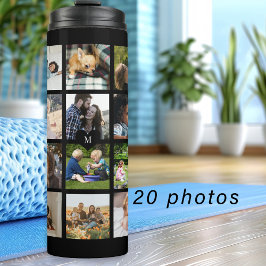 Garrafa Térmica Colagem de fotos simples monogramada mantendo o si