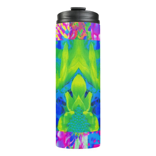 Garrafa Térmica Colagem do Jardim de Girassol com abstrato Patchwo (Frente)