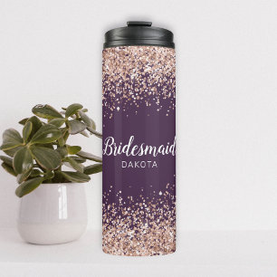 Garrafa Térmica Coleta Rosa no Nome da Bridesmaid Roxo