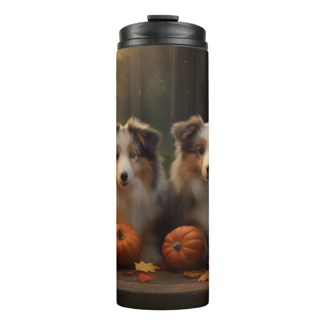 Garrafa Térmica Collie Puppy Autumn Delight Pumpkin (Frente)