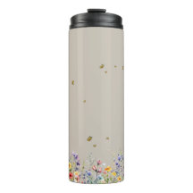 Colorida Flor Silvestre Aquarela com Borboleta