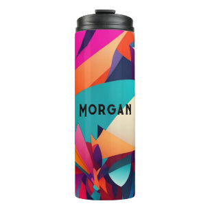 Garrafa Térmica Colorido Design Geométrico, Nome ou Monograma