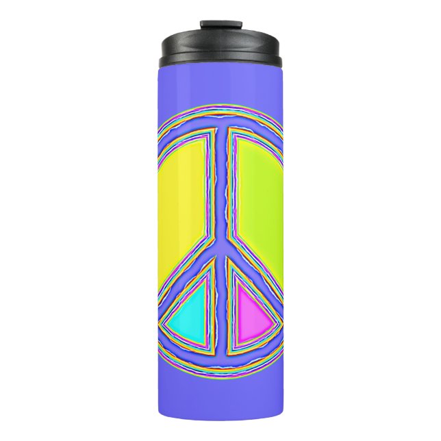 Garrafa Térmica Com Cores Preenchidas Sinal de PAZ 1 (Frente)