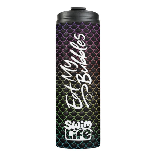 Garrafa Térmica "Coma as minhas bolhas" Black/Rainbow dimensiona a (Frente)