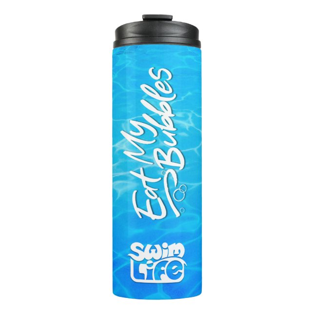 Garrafa Térmica "Coma minhas bolhas" Legal Piscina, cor Natação (Frente)