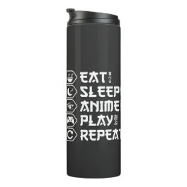 Garrafa Térmica Comer Dormir Anime Jogar Repetir Estilo de Vida Ot