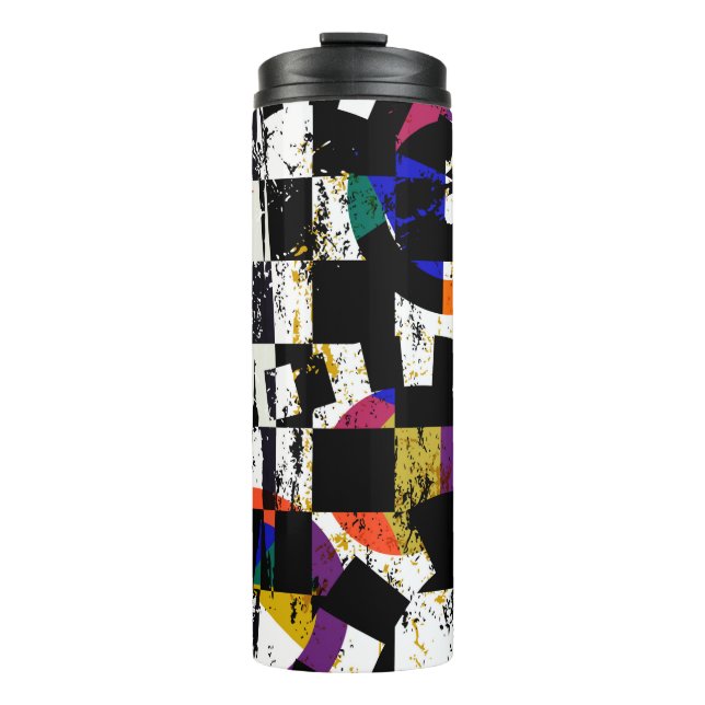 Garrafa Térmica composição de fundo abstrato, com traços, spl (Frente)