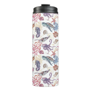 Garrafa Térmica Composição Subaquática em Aquarela Série Design 1