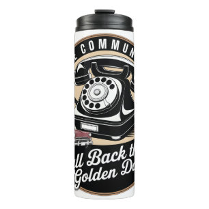 Garrafa Térmica "Comunicação Vintage" Design de Emblema Retro