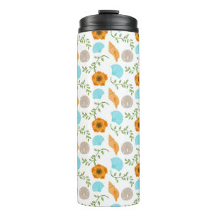 Garrafa Térmica Conchas Marinhas Caracol Marinho Flor Laranja Folh