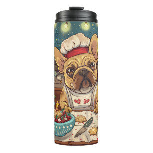 Garrafa Térmica Confeitaria de Férias do Bulldog Francês: Natal Fe