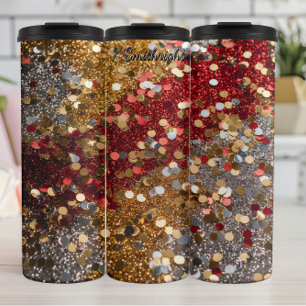 Garrafa Térmica Confete Brilhante Dourado Prata