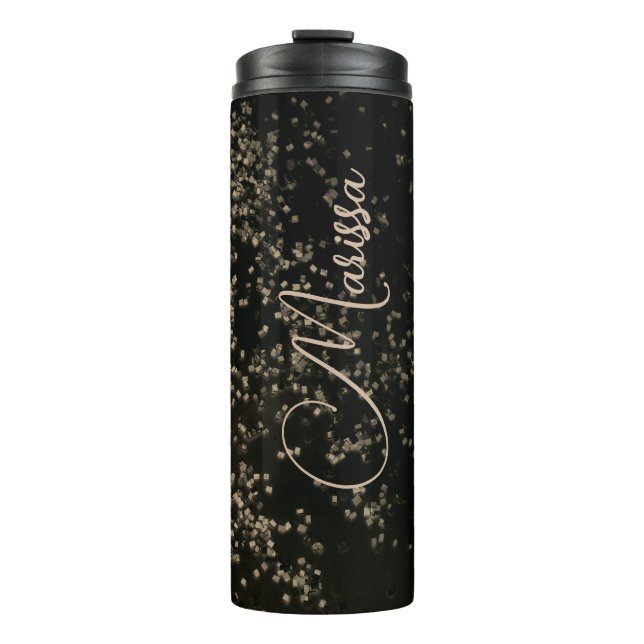 Garrafa Térmica Confetti Dourado Chic Personalizado (Frente)